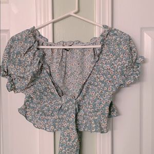 Wrap around polyester crop top.